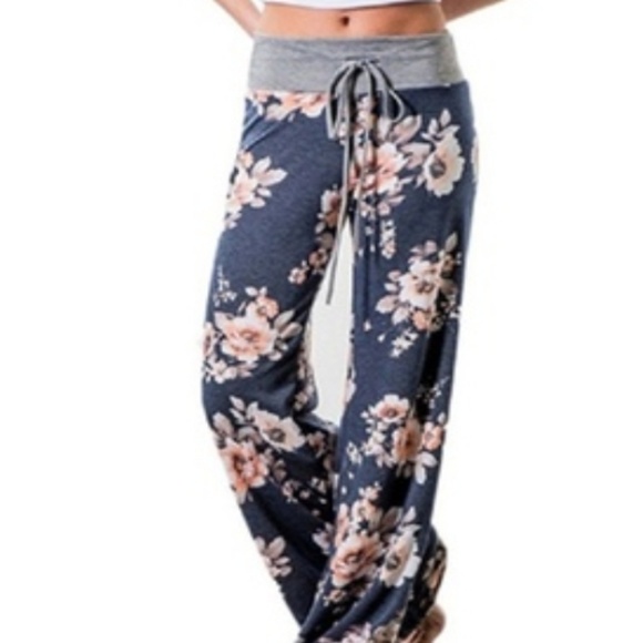 Pants - Floral pants blue 14-16